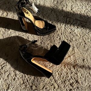 Ego Marshall Double Strap Pointed Toe Platform Block Heel